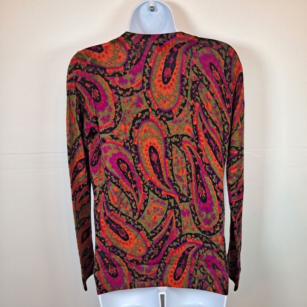 Talbots Women's Pure Merino Wool Sweater Cardigan Size S Paisley - Picture 2 of 7